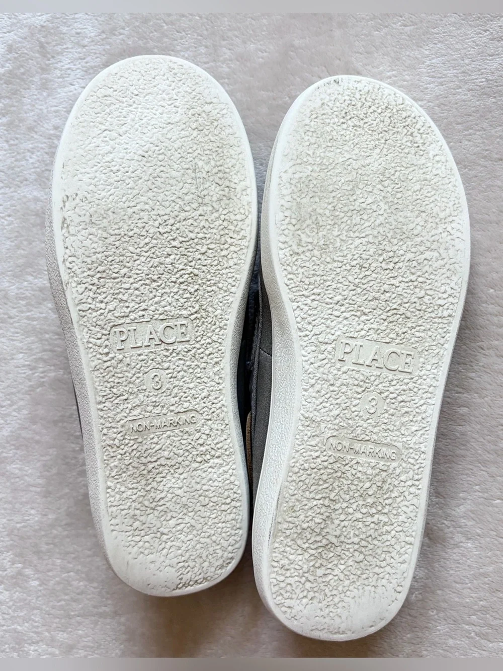 Children's Place Boys Gray Loafers - Slip On Boat Shoes W/ Velcro Strap, Size 3